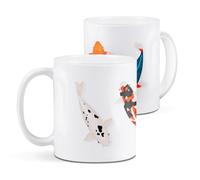 Destination Vinyl Ltd 2 White Ceramic Mug Cup (11oz / 284ml) Koi Carp Fish Japan for Coffee Tea Drinks Kitchen Office #51294