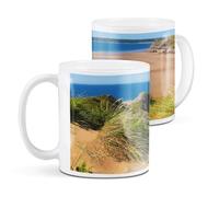 Destination Vinyl ltd 2 White Ceramic Mug Cup (11oz / 284ml) Three Cliffs Bay Gower Peninsula Wales for Coffee Tea Drinks Kitchen Office #52271