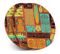 Destination Vinyl ltd 2 x MDF Glossy Top Coasters Round - Tiki Hawaii Surfboard Surfer 12891