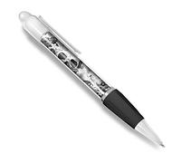 Destination Vinyl Ltd Beautiful and comfortable White Ballpoint Pen(Black Ink) BW - Flowery Sugar Skull Flowers #35743