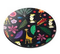 Destination Vinyl ltd Black Colourful Lion Parrot Giraffe Jungle Flexible Round 5mm Rubber Mouse Mat Pad Office Home Novelty Printed Desk Accessory #170084