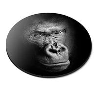 Destination Vinyl ltd Black & White Gorilla Wild Animal Flexible Round 5mm Rubber Mouse Mat Pad Office Home Novelty Printed Desk Accessory #63024