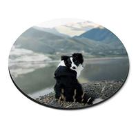 Destination Vinyl Ltd Border Collie Sheep Dog - Flexible Round 5mm Rubber Mouse Mat Pad Office Home Novelty Printed Desk Accessory 12385