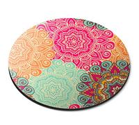 Destination Vinyl Ltd Bright Mandala Indian Vintage - Flexible Round 5mm Rubber Mouse Mat Pad Office Home Novelty Printed Desk Accessory 12574
