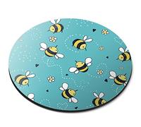 Destination Vinyl ltd Buzzy Bees Daisy Flowers Love Hearts Flexible Round 5mm Rubber Mouse Mat Pad Office Home Novelty Printed Desk Accessory #170452