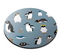 Destination Vinyl ltd Cartoon Penguin Mixture Kids Pattern - Flexible Round 5mm Rubber Mouse Mat Pad Office Home Novelty Printed Desk Accessory - 44533