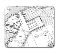 Destination Vinyl Ltd Comfortable Mouse Mat - Architect House Plans Print 23.5 x 19.6 cm (9.3 x 7.7 inches) for Computer & Laptop, Office, Non-slip Base - RM2382