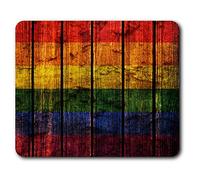 Destination Vinyl Ltd Comfortable Mouse Mat - Gay Pride Flag Wooden 23.5 x 19.6 cm (9.3 x 7.7 inches) for Computer & Laptop, Office, Non-slip Base - RM14354