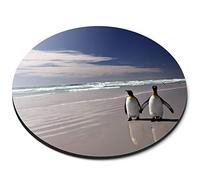 Destination Vinyl Ltd Cute Couple Penguin Bird Beach - Flexible Round 5mm Rubber Mouse Mat Pad Office Home Novelty Printed Desk Accessory 8237