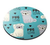 Destination Vinyl Ltd Cute Pug Love Dog Pet Puppy - Flexible Round 5mm Rubber Mouse Mat Pad Office Home Novelty Printed Desk Accessory 13136