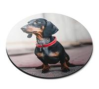 Destination Vinyl ltd Dachshund Dog Black Red Collar Flexible Round 5mm Rubber Mouse Mat Pad Office Home Novelty Printed Desk Accessory #63077