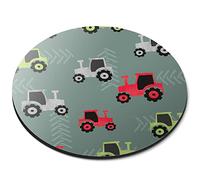Destination Vinyl ltd Farm Tractors Farming Kids Boys Unisex Flexible Round 5mm Rubber Mouse Mat Pad Office Home Novelty Printed Desk Accessory #170554