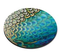 Destination Vinyl Ltd Feathers Peafowl Peacock - Flexible Round 5mm Rubber Mouse Mat Pad Office Home Novelty Printed Desk Accessory - 44250