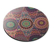Destination Vinyl Ltd Floral Pattern Mandala Indian Ethnic - Flexible Round 5mm Rubber Mouse Mat Pad Office Home Novelty Printed Desk Accessory 12762