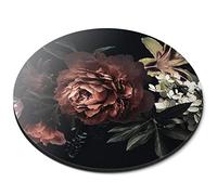 Destination Vinyl Ltd Floral Vintage Flowers Black Style - Flexible Round 5mm Rubber Mouse Mat Pad Office Home Novelty Printed Desk Accessory - 45035