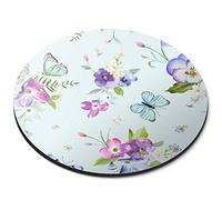 Destination Vinyl Ltd Flowers Butterfly Pattern Vintage - Flexible Round 5mm Rubber Mouse Mat Pad Office Home Novelty Printed Desk Accessory 14320