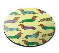 Destination Vinyl Ltd Funny Dachshund Sausage Dogs - Flexible Round 5mm Rubber Mouse Mat Pad Office Home Novelty Printed Desk Accessory 21466