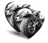 Destination Vinyl ltd Great Coasters (Set of 2) Heart - American Motorcycle Chopper Bike Drink Glossy Coasters/Tabletop Protection for Any Table Type #12429