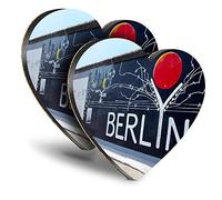Destination Vinyl ltd Great Coasters (Set of 2) Heart - Berlin Wall Commemorative Germany Drink Glossy Coasters/Tabletop Protection for Any Table Type #16338