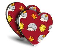 Destination Vinyl ltd Great Coasters (Set of 2) Heart - Cute Hedgehog Autumn Garden Drink Glossy Coasters/Tabletop Protection for Any Table Type #2071