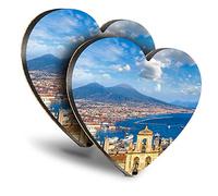 Destination Vinyl ltd Great Coasters (Set of 2) Heart - Italian Mount Vesuvius Naples Italy Drink Glossy Coasters/Tabletop Protection for Any Table Type #21916
