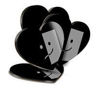 Destination Vinyl ltd Great Coasters (Set of 4) Heart - BW - Black Smile Face Smiley Drink Glossy Coasters/Tabletop Protection for Any Table Type #41853
