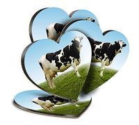 Destination Vinyl ltd Great Coasters (Set of 4) Heart - Holstein Friesian Cow Farm Farmer Drink Glossy Coasters/Tabletop Protection for Any Table Type #13030