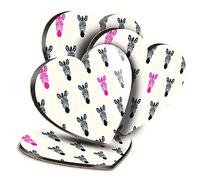 Destination Vinyl ltd Great Coasters (Set of 4) Heart - ky Zebra Heads Wild Animal Safari Drink Glossy Coasters/Tabletop Protection for Any Table Type #45091