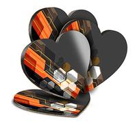 Destination Vinyl ltd Great Coasters (Set of 4) Heart - Retro Black Orange Print Drink Glossy Coasters/Tabletop Protection for Any Table Type #12884