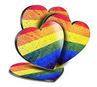 Destination Vinyl ltd Great Coasters (Set of 4) Heart - Water Droplet Gay Pride Flag Drink Glossy Coasters/Tabletop Protection for Any Table Type #14527
