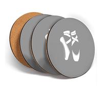 Destination Vinyl Ltd Great Coasters (Set of 4) Round - BW - Ballet Dancer Dancing Girls Drink Glossy Coasters/Tabletop Protection for Any Table Type #40757