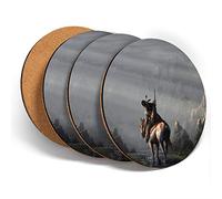 Destination Vinyl ltd Great Coasters (Set of 4) Round - Indian Native American Horse Rider Drink Glossy Coasters/Tabletop Protection for Any Table Type #45399
