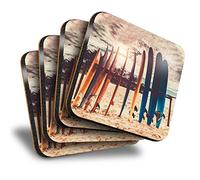 Destination Vinyl ltd Great Coasters (Set of 4) Square - Surfboards Surfing Surf Drink Glossy Coasters/Tabletop Protection for Any Table Type #2464