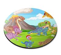 Destination Vinyl ltd Happy Dinosaurs Jungle Jurrasic Era Flexible Round 5mm Rubber Mouse Mat Pad Office Home Novelty Printed Desk Accessory #51133