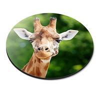 Destination Vinyl Ltd Happy Smiling Giraffe African Africa - Flexible Round 5mm Rubber Mouse Mat Pad Office Home Novelty Printed Desk Accessory 12437