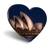 Destination Vinyl ltd Heart MDF Coasters - Sydney Opera House Australia Night |Glossy Quality Coasters | Tabletop Protection for Any Table Type #8582