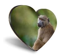 Destination Vinyl ltd Heart MDF Coasters - Wild Olive Baboon Monkey Ape |Glossy Quality Coasters | Tabletop Protection for Any Table Type #21132