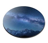 Destination Vinyl ltd Himalayas Milky Way Mountains - Flexible Round 5mm Rubber Mouse Mat Office Home Novelty Printed Desk Accessory - 45338