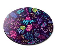 Destination Vinyl Ltd Jellyfish Coral Reef Tropical Nautical - Flexible Round 5mm Rubber Mouse Mat Office Home Novelty Printed Desk Accessory - 45442