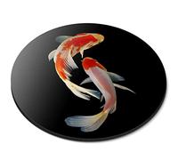 Destination Vinyl ltd Koi Fish Goldfish Carp Red White Flexible Round 5mm Rubber Mouse Mat Pad Office Home Novelty Printed Desk Accessory #63178