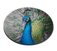 Destination Vinyl ltd Majestic Blue Peacock Bird Flexible Round 5mm Rubber Mouse Mat Pad Office Home Novelty Printed Desk Accessory #63191