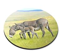 Destination Vinyl Ltd Mother Baby Donkey Foal - Flexible Round 5mm Rubber Mouse Mat Pad Office Home Novelty Printed Desk Accessory 15596