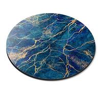 Destination Vinyl Ltd Navy Blue Marble Stone Effect - Flexible Round 5mm Rubber Mouse Mat Pad Office Home Novelty Printed Desk Accessory 21087