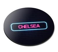 Destination Vinyl ltd Neon Sign Design Chelsea Name Flexible Round 5mm Rubber Mouse Mat Pad Office Home Novelty Printed Desk Accessory #352864