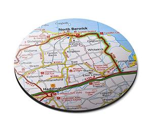 Destination Vinyl Ltd North Berwick Scotland Coast Travel UK GB Map - Flexible Round 5mm Rubber Mouse Mat Pad Office Home Novelty Printed Desk Accessory - 45884