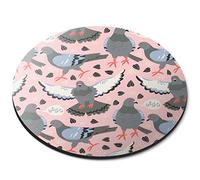 Destination Vinyl ltd Pink Pigeon Bird Pattern Seeds Hello Flexible Round 5mm Rubber Mouse Mat Pad Office Home Novelty Printed Desk Accessory #170760