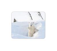 Destination Vinyl Ltd Polar Bear Cub Mouse Mat Pad - Cute Wild Animal Arctic Snow Computer #16448