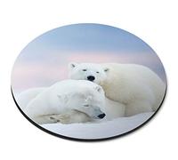 Destination Vinyl Ltd Polar Bear Family in Snow Winter - Flexible Round 5mm Rubber Mouse Mat Pad Office Home Novelty Printed Desk Accessory 13163
