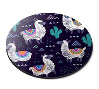 Destination Vinyl Ltd Purple Llama Pattern Alpaca Cactus - Flexible Round 5mm Rubber Mouse Mat Pad Office Home Novelty Printed Desk Accessory - 46226