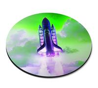 Destination Vinyl ltd Space Shuttle Lime Green Colour Flexible Round 5mm Rubber Mouse Mat Pad Office Home Novelty Printed Desk Accessory #63283